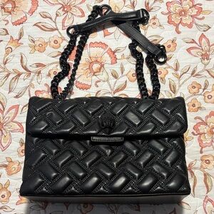Kurt Geiger Black Quilted Leather Shoulder Bag with Chain Strap